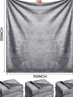 Luxurious Plush Throw Blanket - Silver Gray